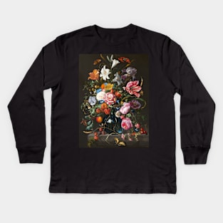 Vase of Flowers by Jan Davidsz. de Heem Kids Long Sleeve T-Shirt